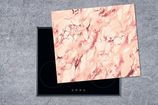 KitchenYeah® Inductie beschermer 59x52 cm - Roze - Stenen - Marmer print - Kookplaataccessoires - Afdekplaat voor kookplaat - Inductiebeschermer - Inductiemat - Inductieplaat mat