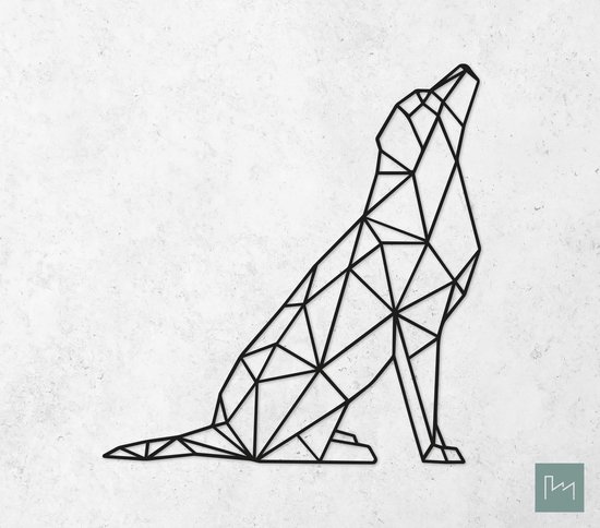 Laserfabrique Wanddecoratie - Geometrische Hond Labrador Retriever - Large - Zwart - Geometrische dieren en vormen - Houten dieren - Muurdecoratie - Line art - Wall art