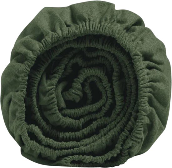 Yumeko hoeslaken velvet flanel moss groen 90x200x30 - Biologisch & ecologisch