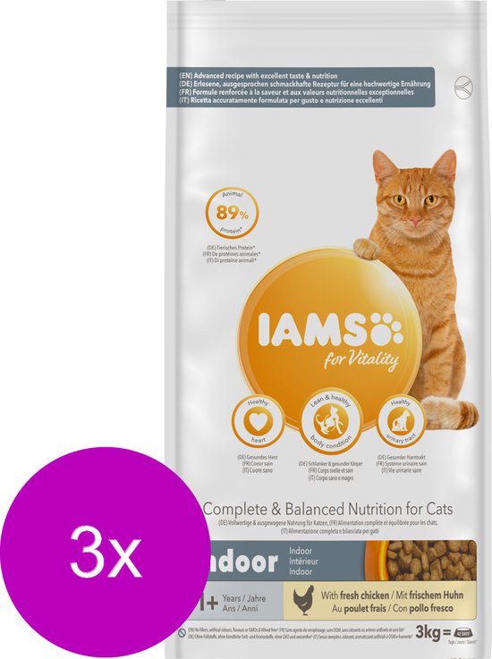 Iams Kat Adult Indoor Kip 3 x 3 kg
