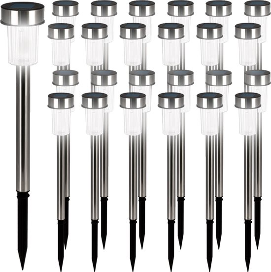 Tuinverlichting – Led lamp – 24 stuks – IP44 – Waterdicht – Wit – RVS