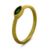 Silventi 9SIL-22694 Zilveren Ring - Dames - Zirkonia - Ovaal - Groen - 4,1 x 7,5 mm - Maat 56 - Zilver - Gold Plated (Verguld/Goud op Zilver)