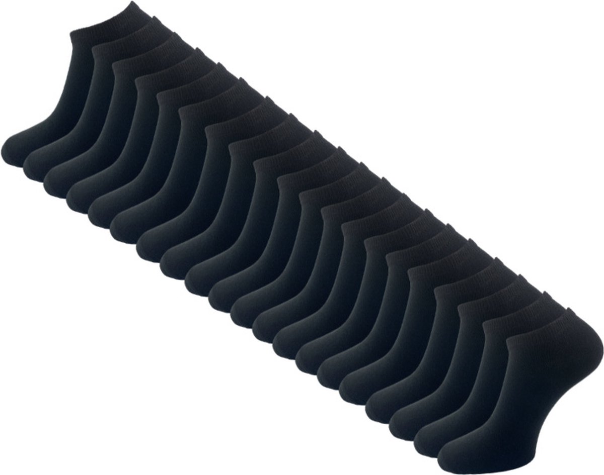 20 paar Sneakersokken - VANSENZO® - Basic - Zwart - Maat 39-42