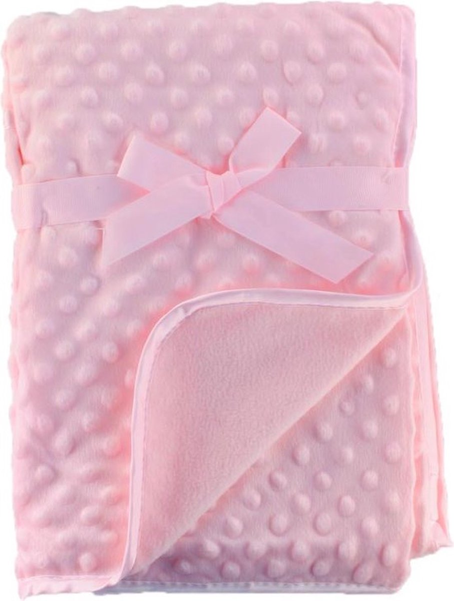 O.T. Trends Babydeken Ledikant roze - Baby Omslagdoek - Zacht gevoerd - 100 x 75 Centimeter