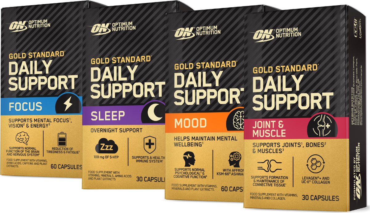 Optimum Nutrition Gold Standard Daily Support Bundel - Sportsupplement - Daily Support Sleep, Daily Support Joint & Muscle, Daily Support Mood, Daily Support Focus - 180 Capules