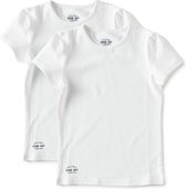 Little Label | T-shirt fille - 2 pièces - modèle basique | Blanc | taille 110-116 | coton biologique doux