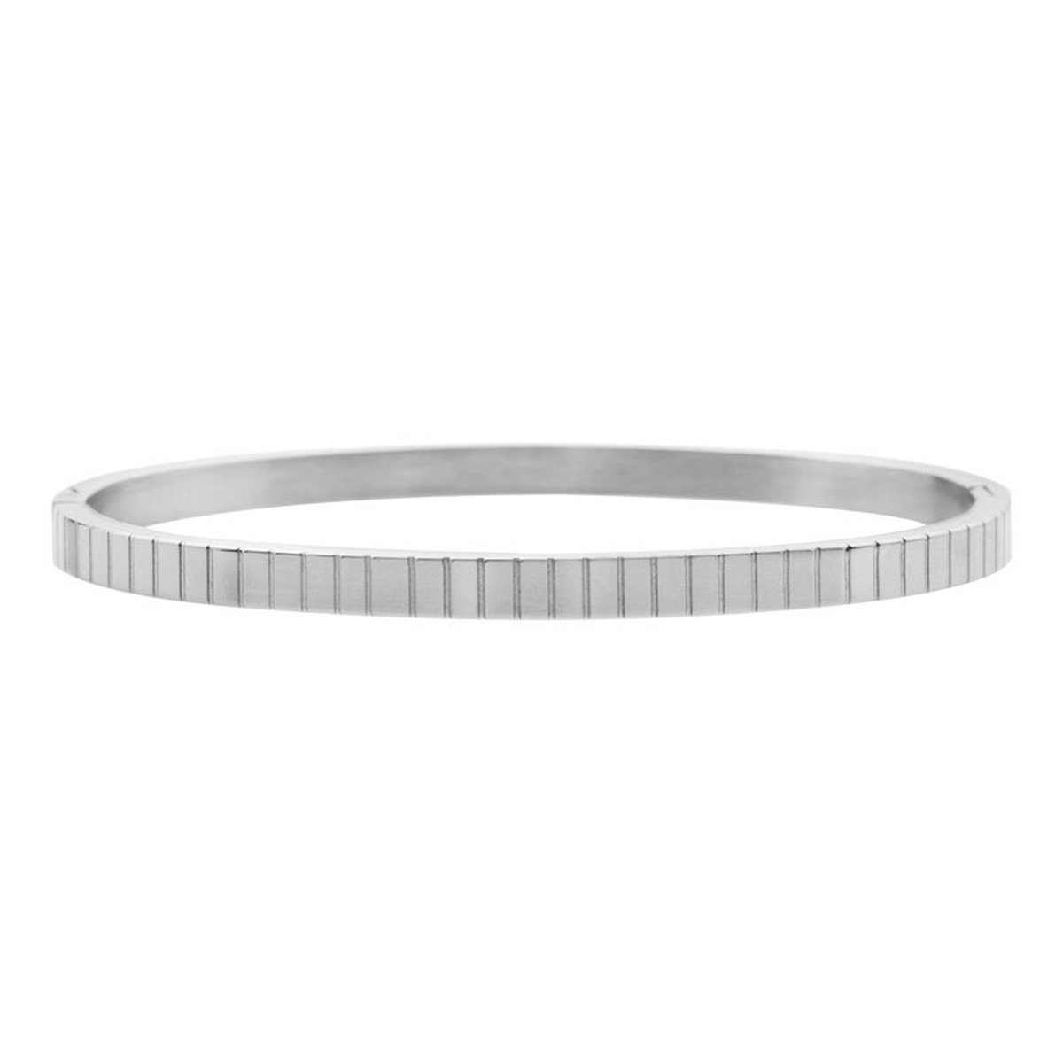 Bangle armband streepjes - Smal - Zilver - Stainless steel (verkleurt niet) - Verlengkettinkje