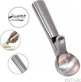 ESTARK® ijsschepper - ijsschep - Ø: 50mm - Zilver - RVS - ijsbollepel - ijsboltang - pop-up hendel - ijs - Sorbet Ø 5cm - ijslepel Zilver