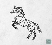 Laserfabrique Wanddecoratie - Geometrisch Paard - Small - Zwart - Geometrische dieren en vormen - Houten dieren - Muurdecoratie - Line art - Wall art