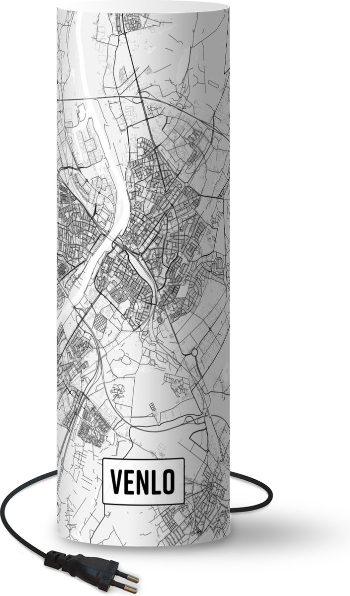 Lamp - Nachtlampje - Tafellamp slaapkamer - Stadskaart Venlo - 60 cm hoog - Ø19.1 cm - Inclusief LED lamp - Plattegrond