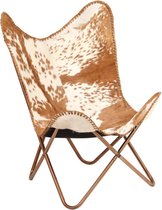 vidaXL Butterfly Chair Véritable peau de chèvre marron et blanc