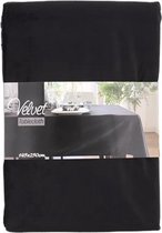Velvet Tafelkleed LIZA - Zwart - Luxe Kerst - 100% Polyester - 145 x 250 cm - Feest - Kerst - Verjaardag - Sinterklaas - Pasen - Feestdagen - Bruiloft