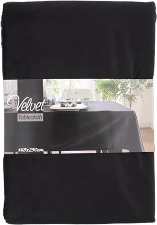 Velvet Tafelkleed LIZA - Zwart - Luxe Kerst - 100% Polyester - 145 x 250 cm  - Feest -... | bol.com