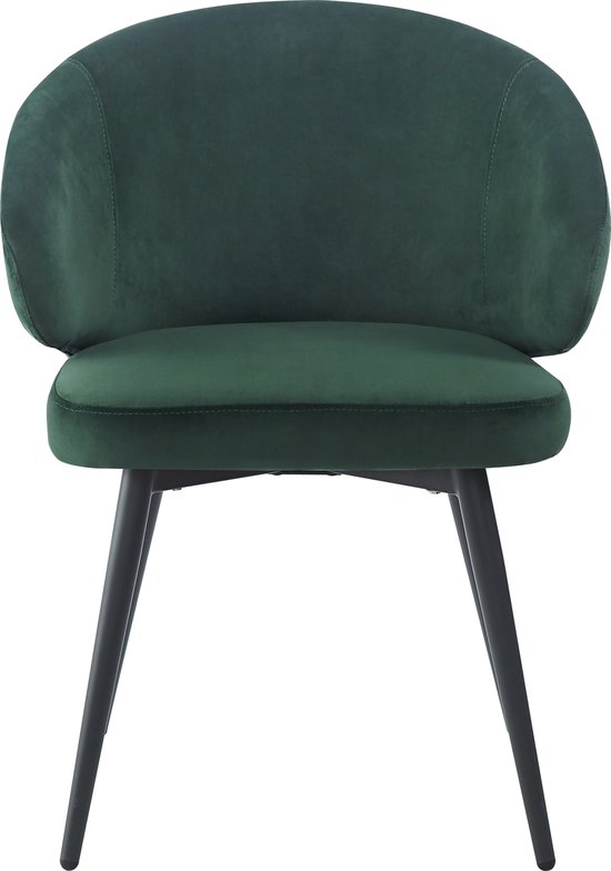 HTfurniture-Bull Dark Green Velvet Dining Chair with Black Leg