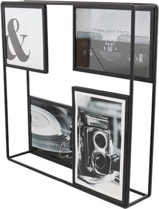 Fotoframe ISABEL - - Zwart - Collage - 3x 10x15 1x 10x10cm | bol.com