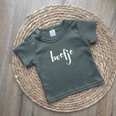 Baby t-shirt - Boefje - Legergroen - Maat 86 - Baby Boy - Jongen - Cadeau - Dreumes - Babykleding - Korte mouw