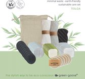 green-goose® Paquet de soins durables Volga | 10 tampons de coton réutilisables | 3 lingettes nettoyantes pour le visage en fibre de chanvre | Mega Pad doux | Coton-tiges réutilisables