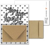 Geldkaart met mini Envelopje -> Felicitaties - No: 6-2 (Hiep Hiep Hoera! - Zwarte Plusjes-Hoera) - LeuksteKaartjes.nl by xMar