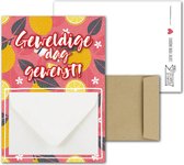 Geldkaart met mini Envelopje -> Felicitaties - No: 2-1 (Geweldige dag gewenst! - Roze met citroenen) - LeuksteKaartjes.nl by xMar