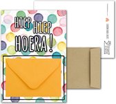 Geldkaart met mini Envelopje -> Felicitaties - No: 1-2 (Hiep Hiep Hoera! - Confetti Gekleurd) - LeuksteKaartjes.nl by xMar