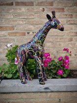 Giraf klein spetter zwart 55 cm hoog - giraffe - polyester - polyresin - polystone - hoogkwalitatieve kunststof - decoratiefiguur - interieur - accessoire - voor binnen - voor buiten - cadeau - geschenk - tuinfiguur - tuinbeeld