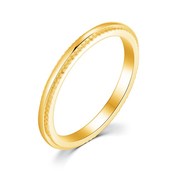 Twice As Nice Ring in goudkleurig edelstaal, 2 mm, gestreept 56