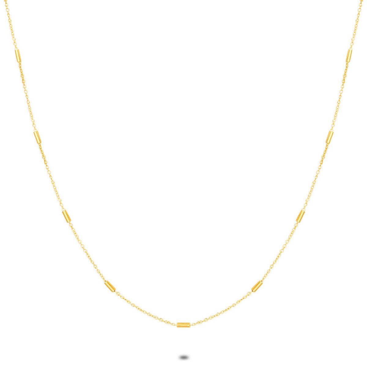 Twice As Nice Halsketting in 18kt verguld zilver, kleine buisjes 38cm+5cm