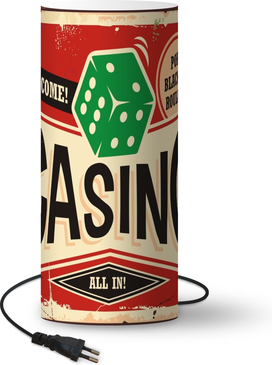 Lamp - Nachtlampje - Tafellamp slaapkamer - Mancave - Casino - Vintage - 70 cm hoog - Ø29.6 cm - Inclusief LED lamp