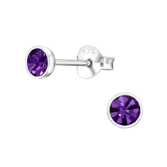 Joie|S - Boucles d'oreilles argent 4 mm - cristal violet - boucles d'oreilles clous