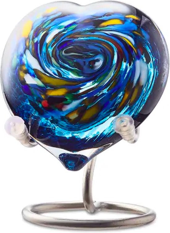 Urnencenter© Mini Urne Coeur - Blauw - Animaux Hartjes Urne - Urne - Urne pour cendres - Urne Chien - Urne Chat - Urne Partie-stockage - Mini Urne - Objet d'art
