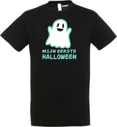 T-shirt kinderen Mijn eerste Halloween | Halloween kostuum kind dames heren | verkleedkleren meisje jongen | Zwart | maat 92