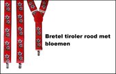 Bretel Tiroler rood met edelweissbloem - Oktoberfest |Tirol |Apres ski |festival| themafeest |bretels| bierfeest