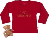 Baby t shirt met tekst print "Mijn eerste Kerstmis" - Rood - Lange mouw - maat 74