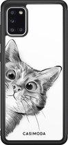 Casimoda® hoesje - Geschikt voor Samsung Galaxy A31 - Peekaboo - Zwart TPU Backcover - Kat - Zwart