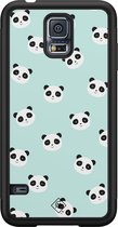 Casimoda® hoesje - Geschikt voor Samsung Galaxy S5 - Panda Print - Zwart TPU Backcover - Panda - Mint