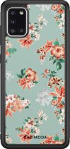 Casimoda® hoesje - Geschikt voor Samsung Galaxy A31 - Lovely Flowers - Zwart TPU Backcover - Tekst - Blauw