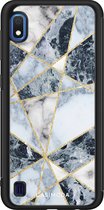 Casimoda® hoesje - Geschikt voor Samsung Galaxy A10 - Abstract Marmer Blauw - Zwart TPU Backcover - Geometrisch patroon - Blauw