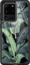 Casimoda® hoesje - Geschikt voor Samsung Galaxy S20 Ultra - Palmbladeren Bali - Luxe Hard Case Zwart - Backcover telefoonhoesje - Groen