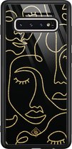 Casimoda® hoesje - Geschikt voor Samsung Galaxy S10 - Abstract Faces - Luxe Hard Case Zwart - Backcover telefoonhoesje - Zwart
