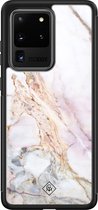 Casimoda® hoesje - Geschikt voor Samsung Galaxy S20 Ultra - Parelmoer Marmer - Luxe Hard Case Zwart - Backcover telefoonhoesje - Multi