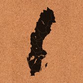 Prikbord Zweden kurk | 40x60 cm staand | Fotofabriek Zweden kaart