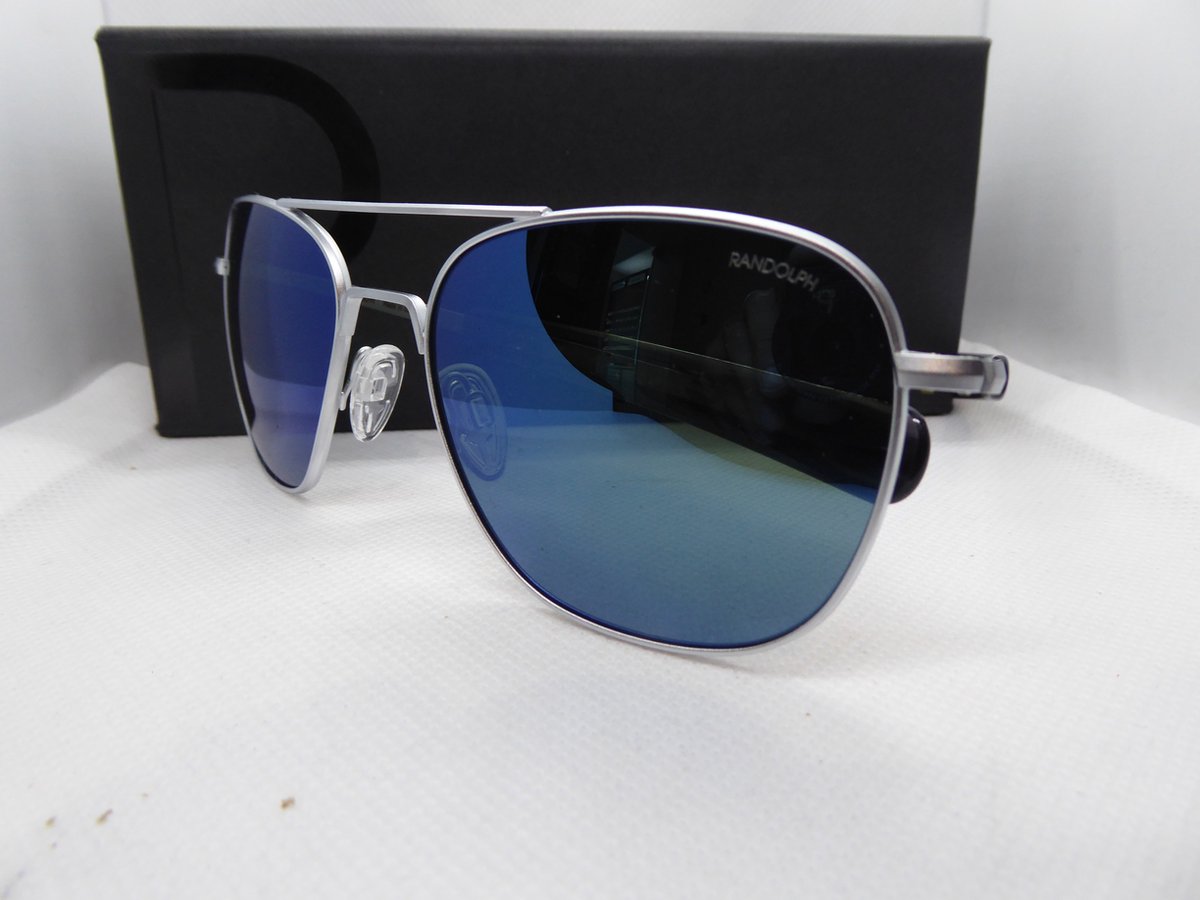 Randolph pilootbril, AF247, zonnebril, matte chrome, Skytec-pol cobalt