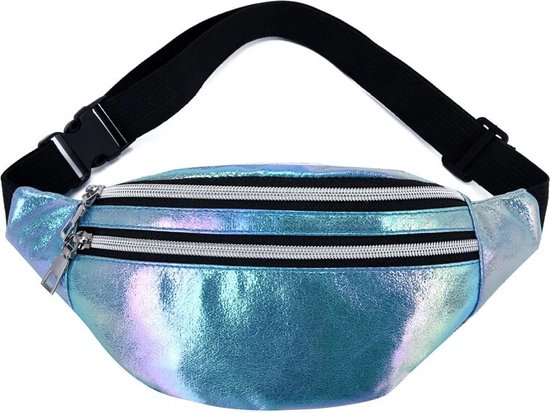 Heuptas glitter - Fanny Pack - Buideltasje - Heuptasje dames - Festival tasje - Kunststof - 22 x 12 cm - blauw