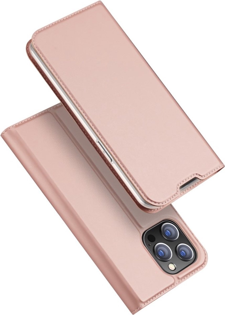 Dux Ducis - Slim bookcase hoes - Geschikt voor iPhone 14 Pro Max - Roze