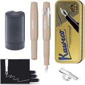 Kaweco - Cadeauset - (5delig) - Vulpen Sport Skyline Macchiato Fountain Pen - Breed - Oktogonal Clip Chrome -  Patronen houder zwart - Vullingen