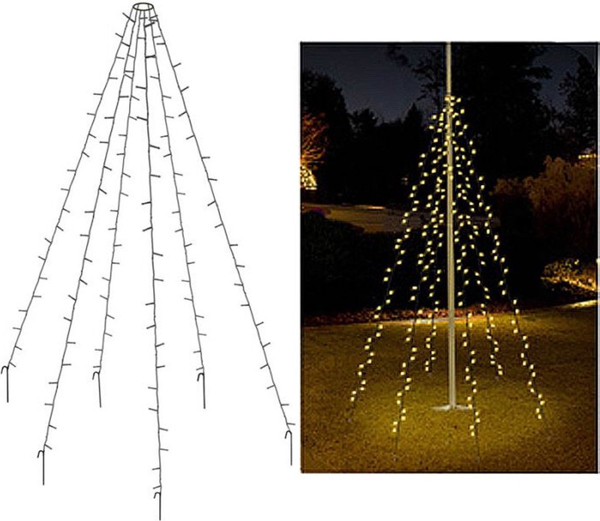 Oneiro’s luxe Vlaggenmast verlichting 120 LED's - kerst – vlaggenmast verlichting - feestdagen - winter - verlichting - binnen - buiten – sfeer - Oneiro
