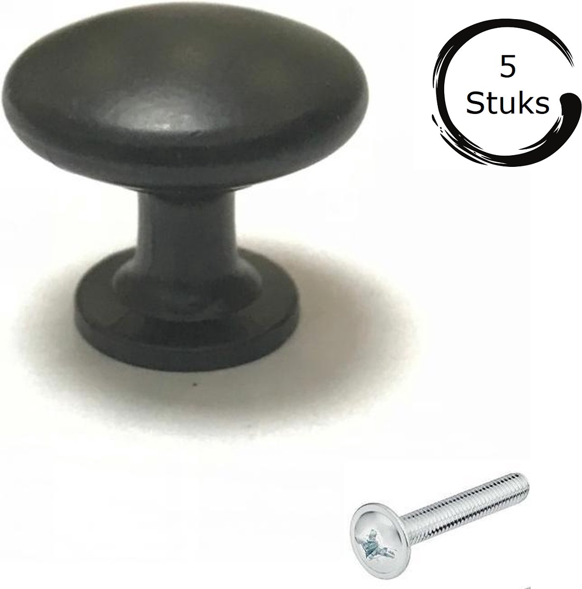 Deurknop zwart rond 5 Stuks - Diameter 27 mm - Kastknop - Meubelknop -  Deurknoppen... | bol.com