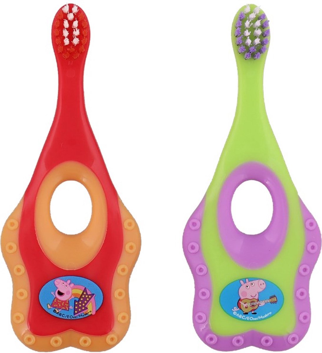 Peppa pig tandenborstel - Tandenborstel set 2 - Peppa pig speelgoed - Peppa pig baby - Tandenborstel baby - Baby bijtring - Tandjes - Toothbrush extra soft - 0+ jaar