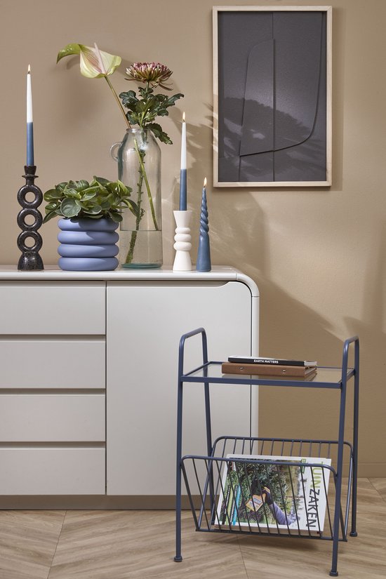 Bougie cône torsadée Mica Decorations - H25 x Ø5 cm - Blauw