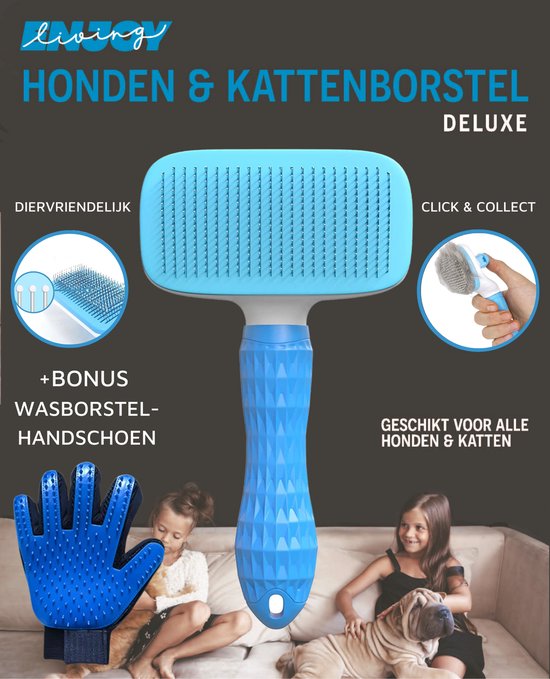 Professionele Kattenborstel/Hondenborstel + BONUS - Bovenvacht | Ondervacht - Langharige | Kortharige - Haarverwijderaar voor Huisdieren - Kattenkam - Hondenkam